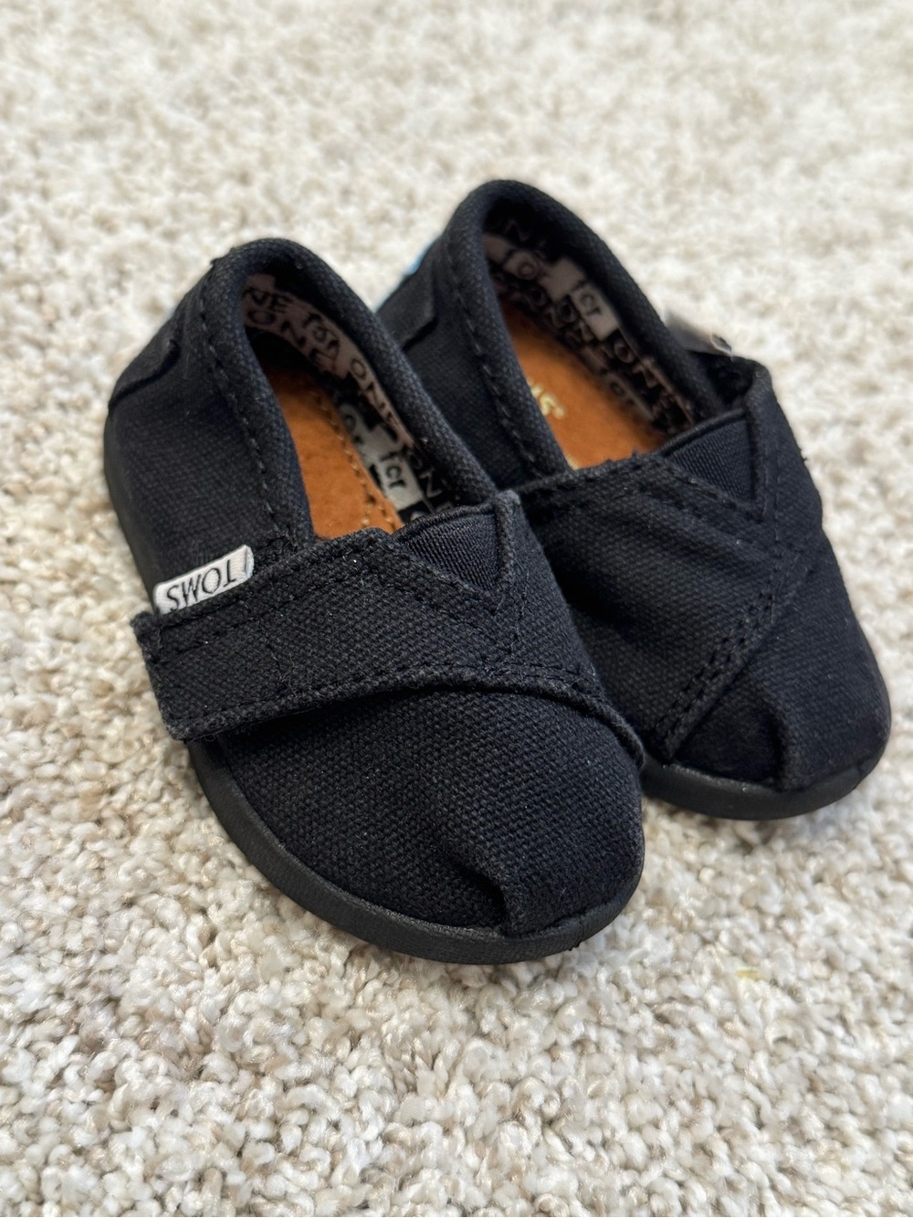 Toms Black Canvas Hook-and-Loop Baby Shoes